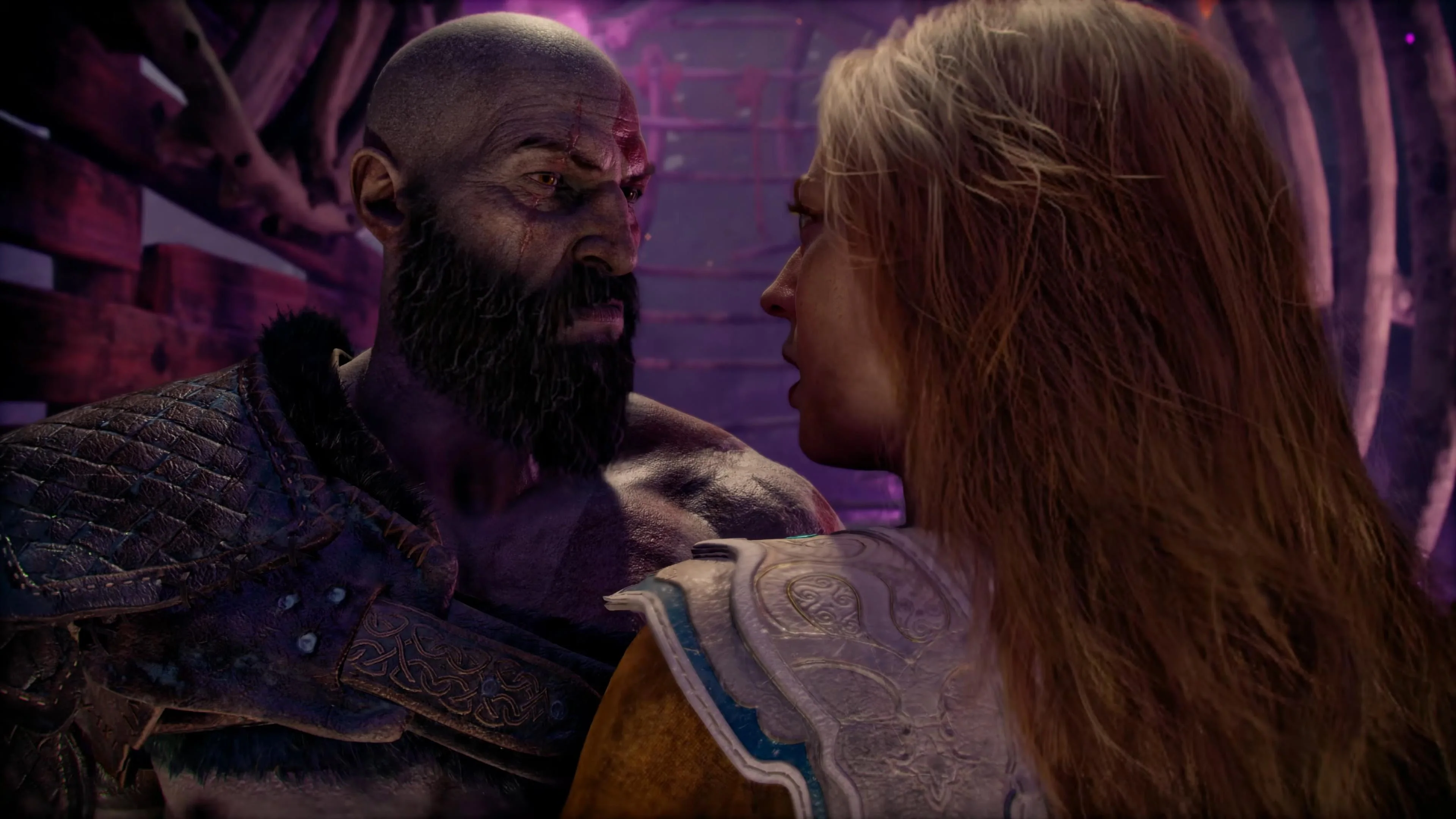 Laufey and Kratos together in a God of War story scene